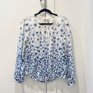 tory burch floral long-sleeve blouse